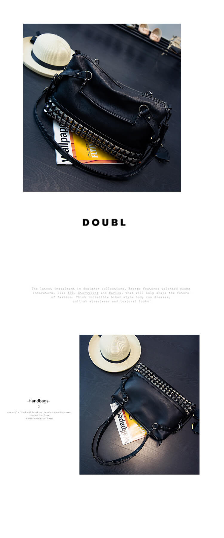 CMX GETFASIONBAGS Fashion Punk Rivet Shoulder Messenger Bag detail 1