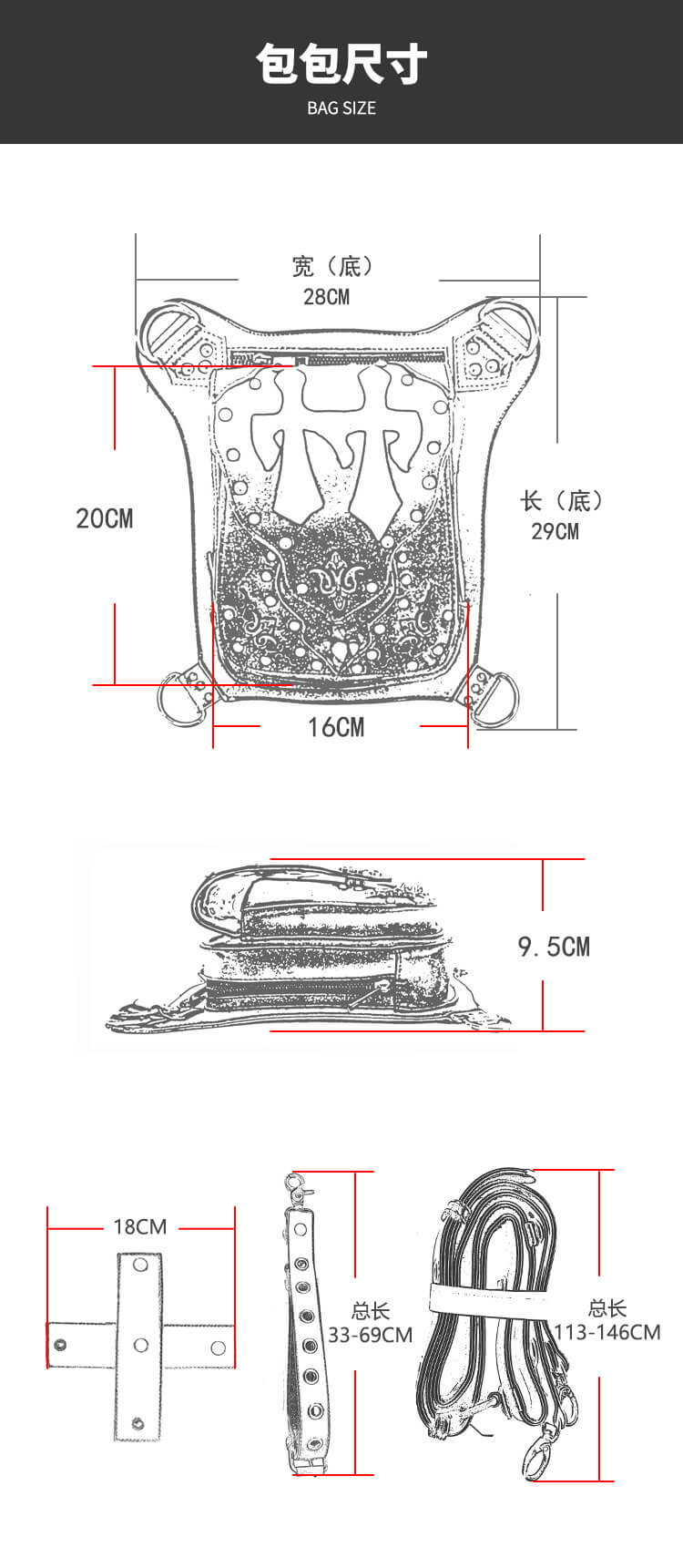 CMX GETFASIONBAGS Flap Waist Bags Unisex Cross Leather Thigh Packs detail 1