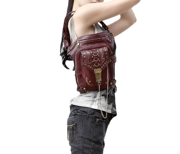 CMX GETFASIONBAGS-Steampunk-Style-Unisex-Waist-Bags-Brown-detail