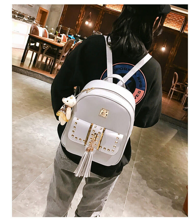 Cute punk rivet women backpack for school bags detail 2