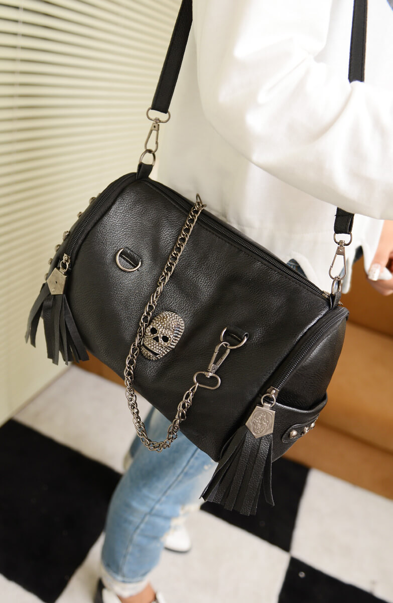 Punk rivets skull fashion shoulder bag female chain bag detil1