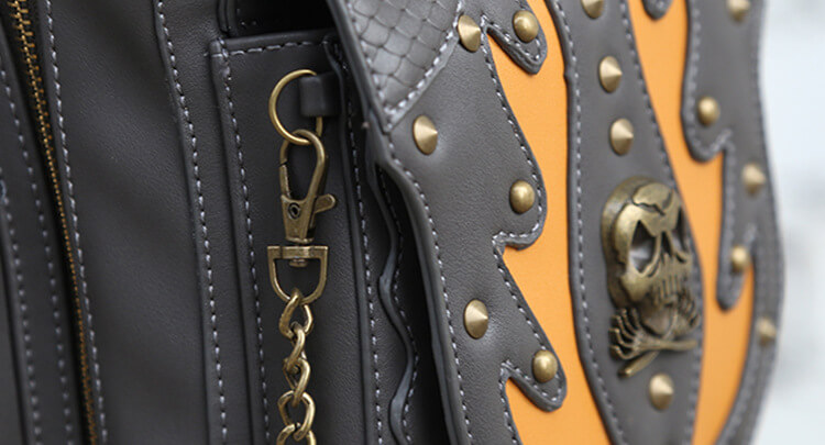 Steampunk Waist Bags Unisex Skull Leather Cross Body Thigh Packs detail 13