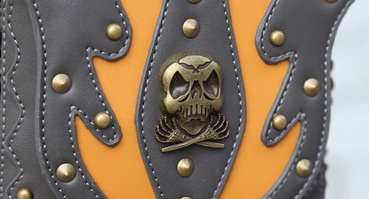 Steampunk Waist Bags Unisex Skull Leather Cross Body Thigh Packs detail 14