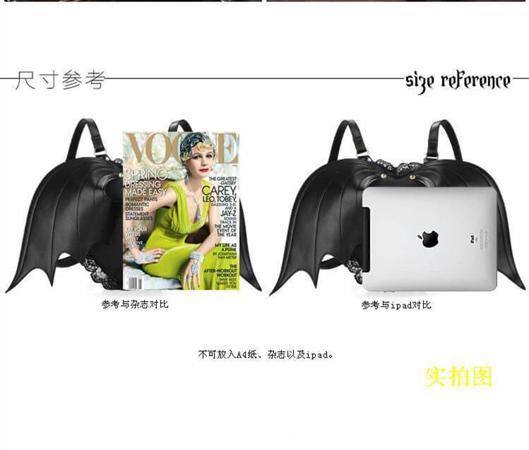 Novelty Black Bat Wings Backpack Wing Gothic Goth Punk Lace Lolita Bag 2