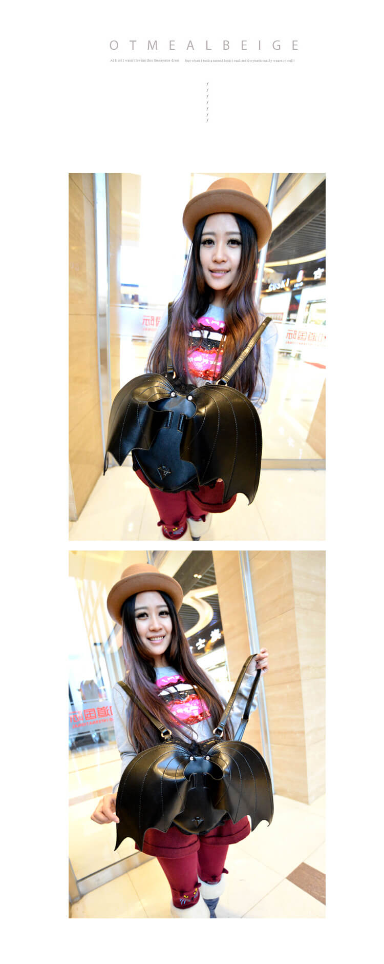 Novelty Black Bat Wings Backpack Wing Gothic Goth Punk Lace Lolita Bag 3