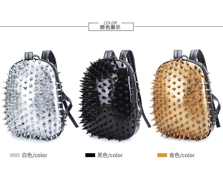Punk 3D Animal Hedgehog Rivet Backpack Travel Backpack Computer Bag detail 1