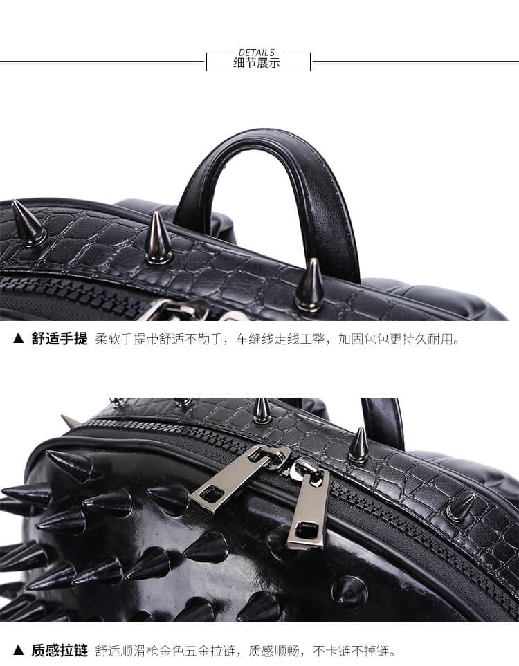 Punk 3D Animal Hedgehog Rivet Backpack Travel Backpack Computer Bag detail  4