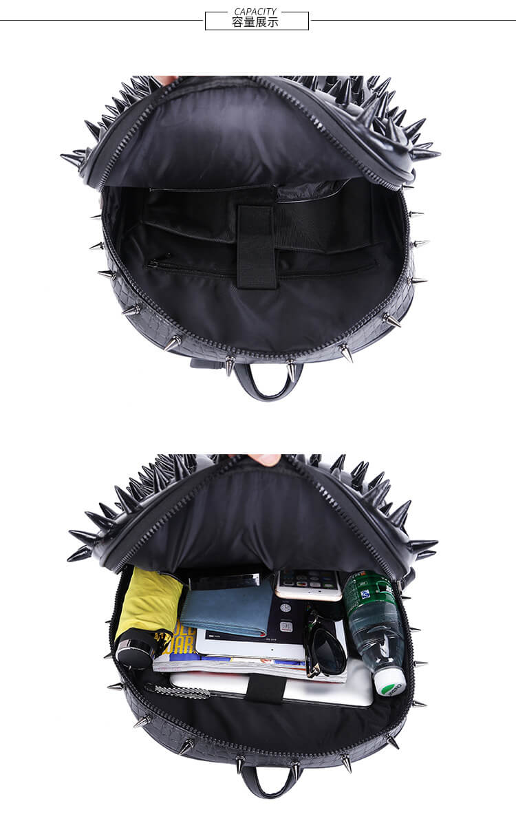 Punk 3D Animal Hedgehog Rivet Backpack Travel Backpack Computer Bag detail  7