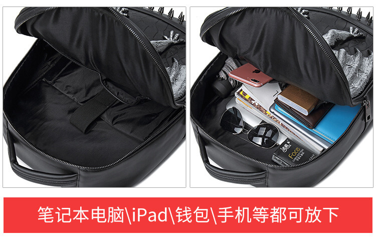 Punk vampire bat rivet waterproof computer school bagback detail 6