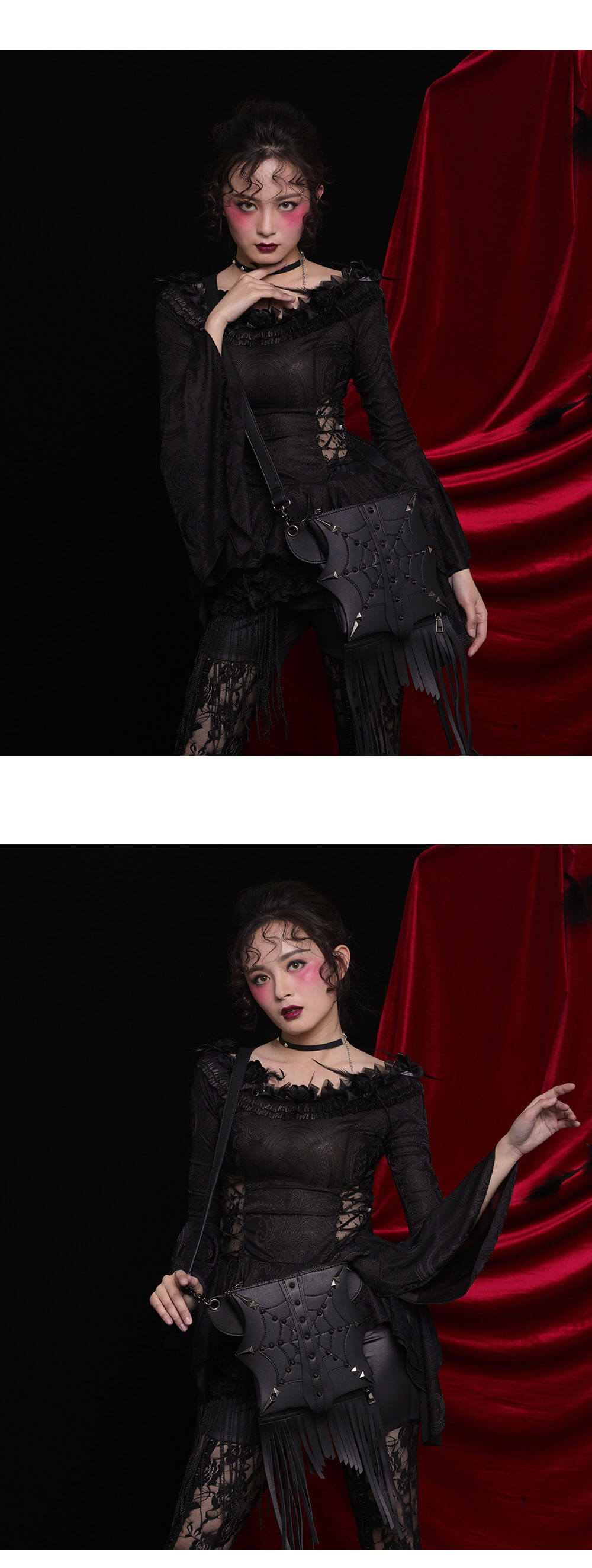 Black punk rivet tote bag 5